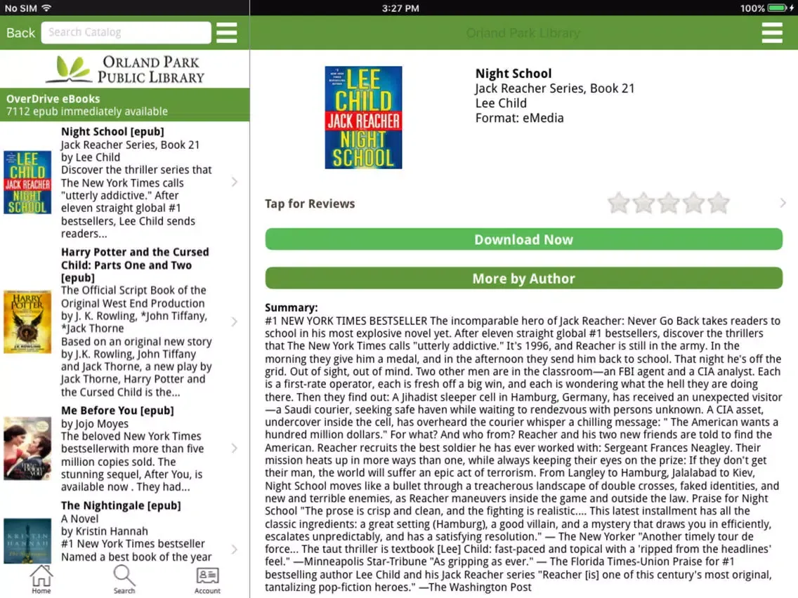 Orland Park Library iPad  Ekran Görüntüleri