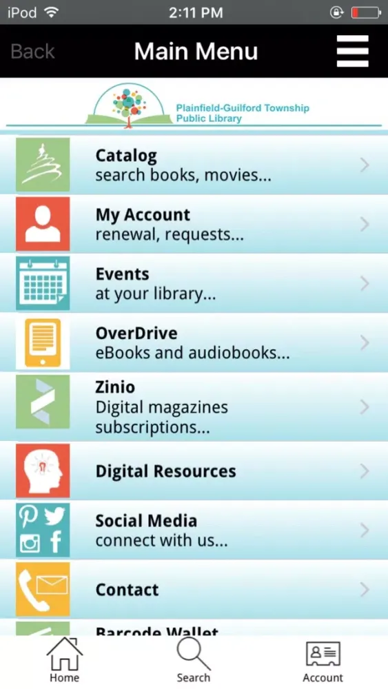 Tangkapan layar Plainfield Public Library Mobile