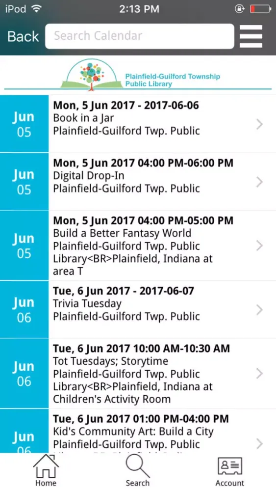 Tangkapan layar Plainfield Public Library Mobile