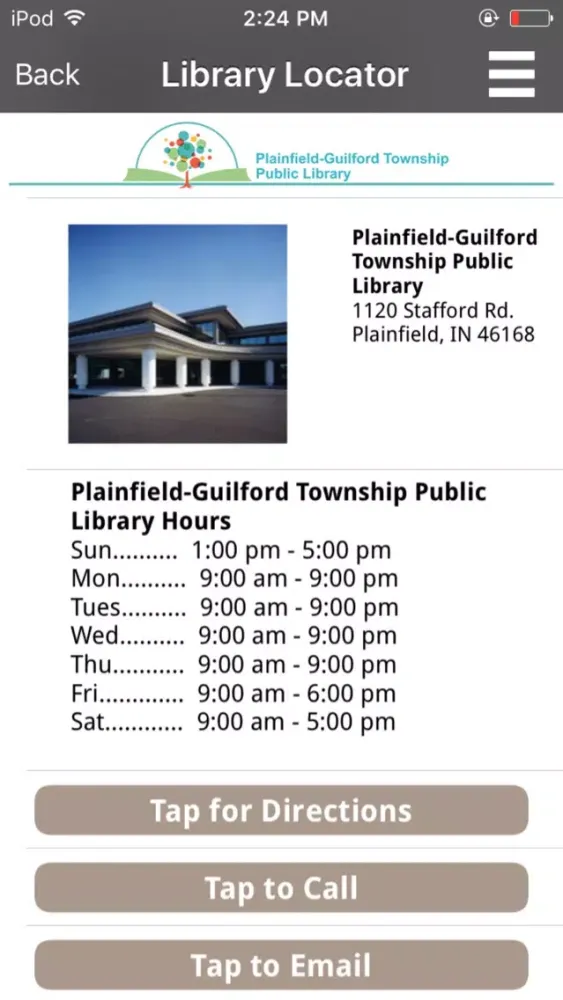 Tangkapan layar Plainfield Public Library Mobile