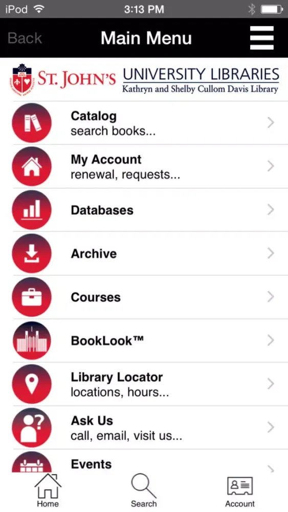 Tangkapan skrin SJU Davis Lib Mobile