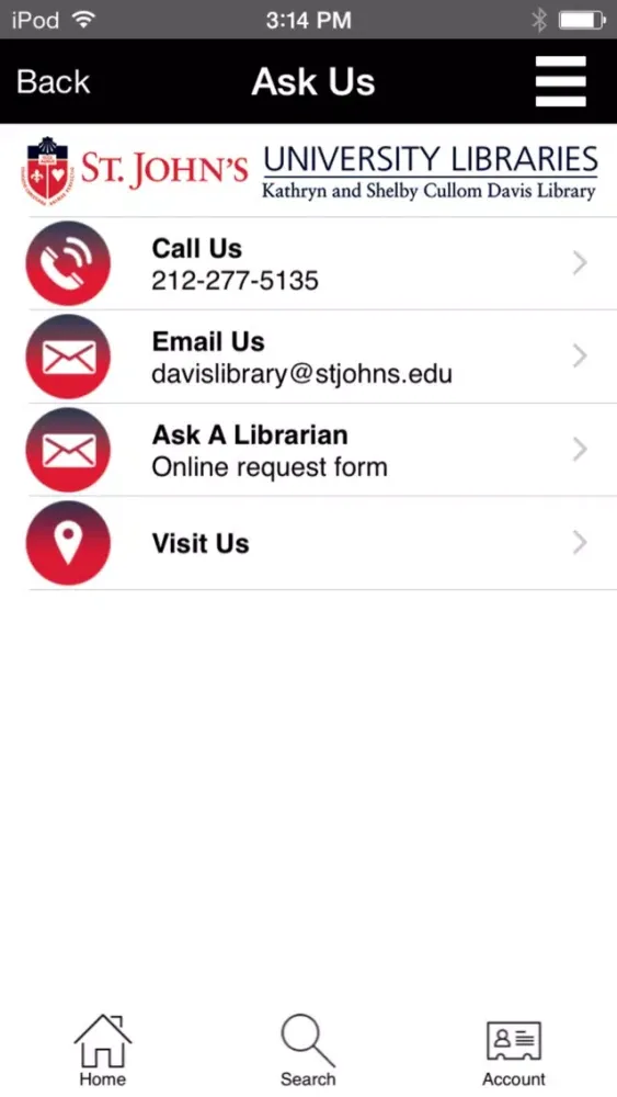 Tangkapan skrin SJU Davis Lib Mobile