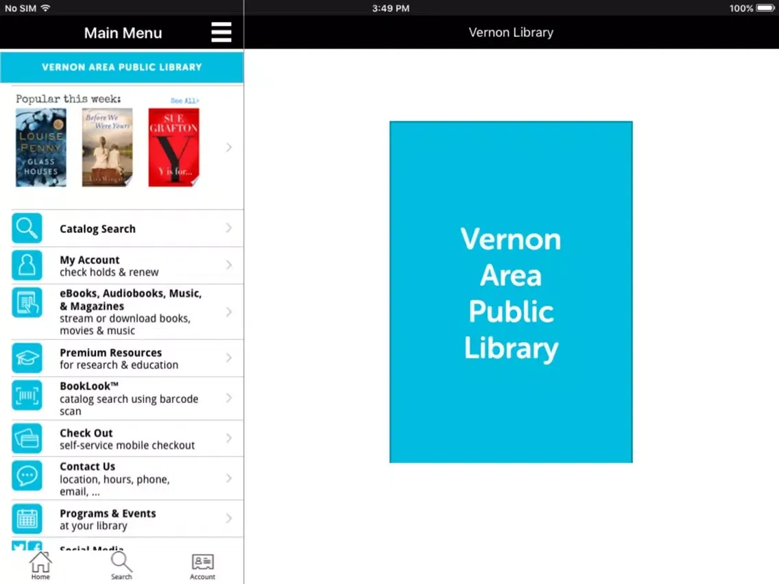 Vernon Area Library Mobile iPad  Screenshots