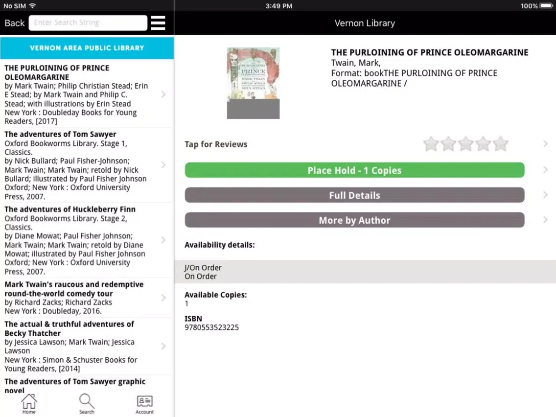 Vernon Area Library Mobile iPad  Screenshots