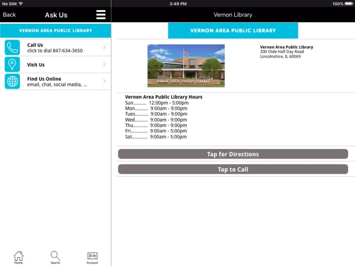 Vernon Area Library Mobile iPad  Screenshots