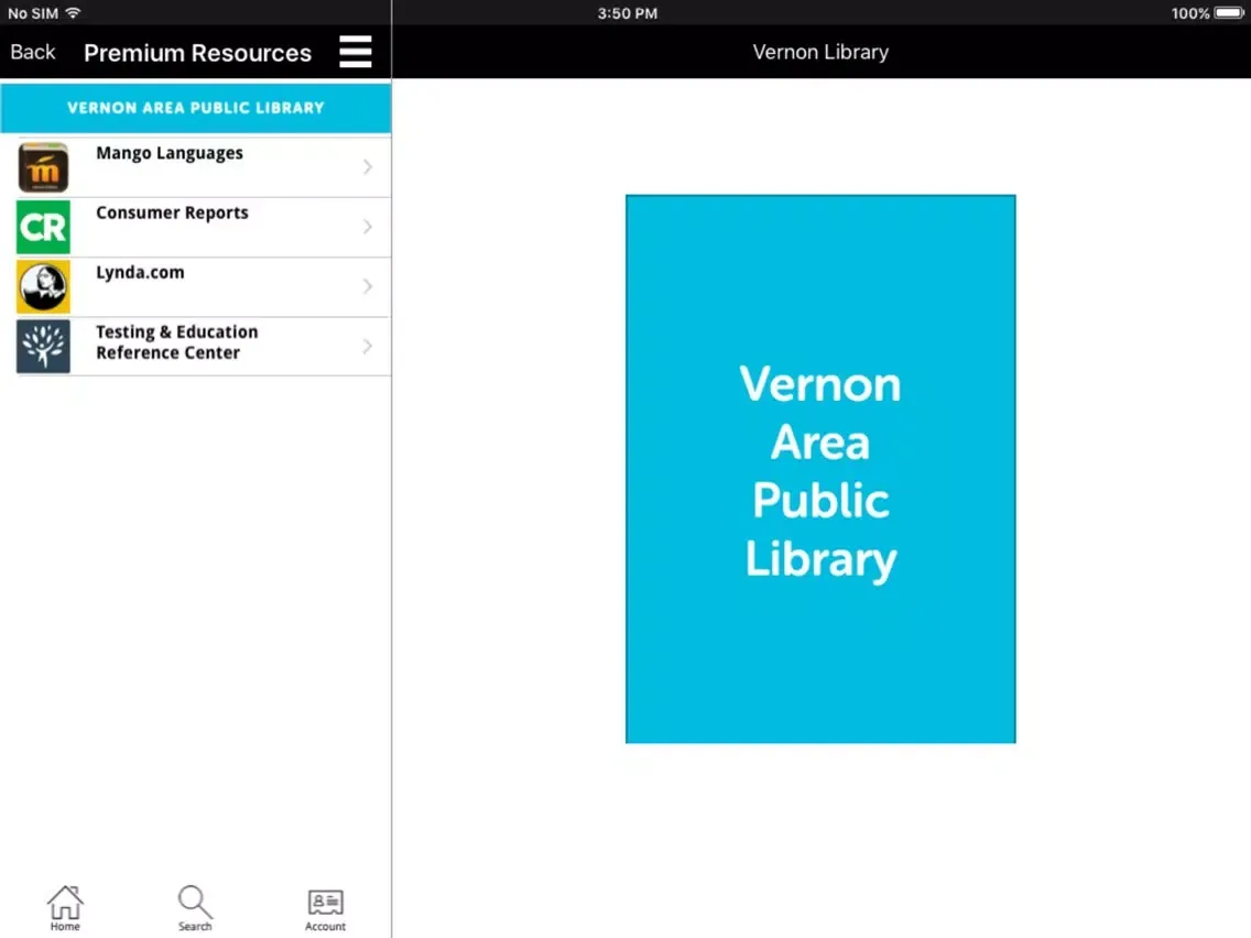 Vernon Area Library Mobile iPad  Screenshots