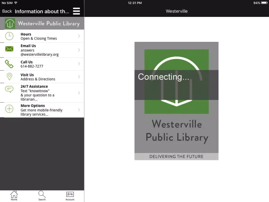 Westerville Library iPad  Screenshots