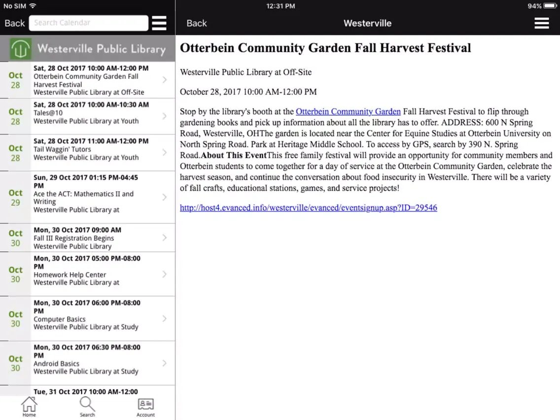 Westerville Library iPad  Screenshots