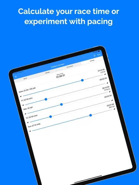 Splits - Triathlon Calculator iPad  स्क्रीनशॉट