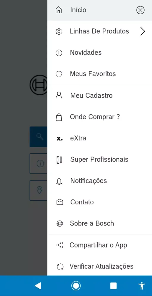 Capturas de tela do Catálogo de Autopeças Bosch