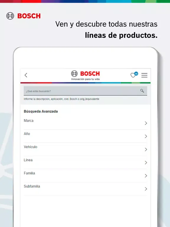 Zrzuty ekranu Catalogo Bosch Latinoamerica iPad 