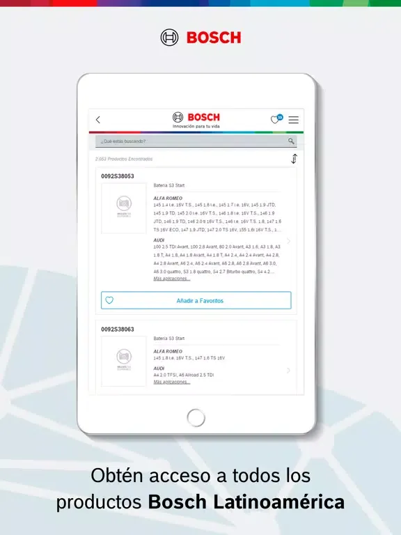 Zrzuty ekranu Catalogo Bosch Latinoamerica iPad 