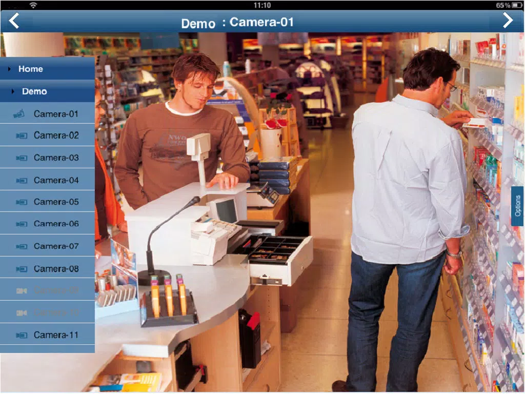 Tangkapan layar Bosch DVR Client iPad 