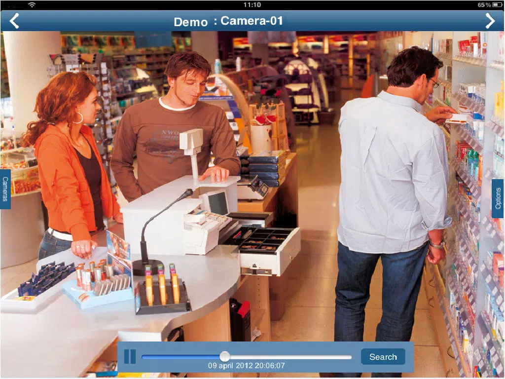Tangkapan layar Bosch DVR Client iPad 
