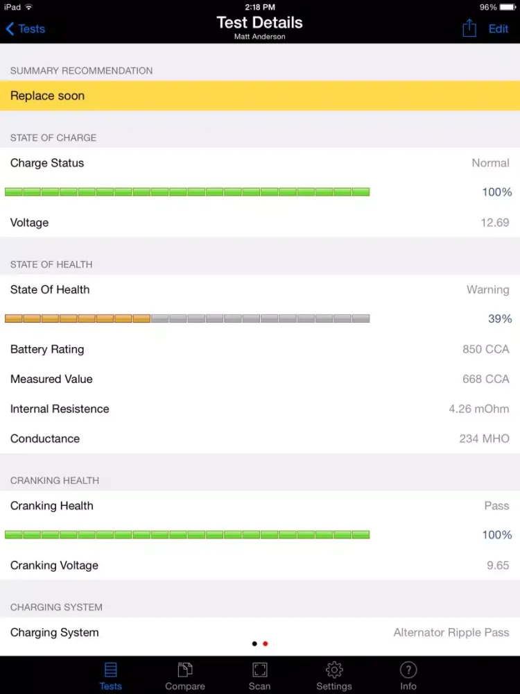 Скриншоты OTC3200 Smart Battery Tester iPad 
