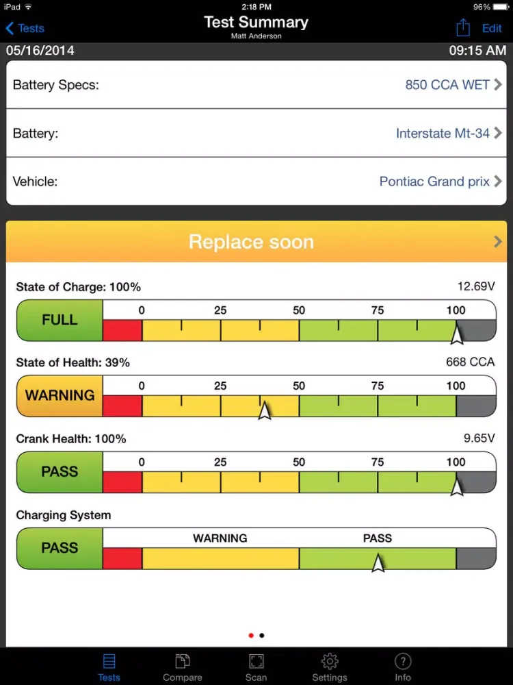 Скриншоты OTC3200 Smart Battery Tester iPad 