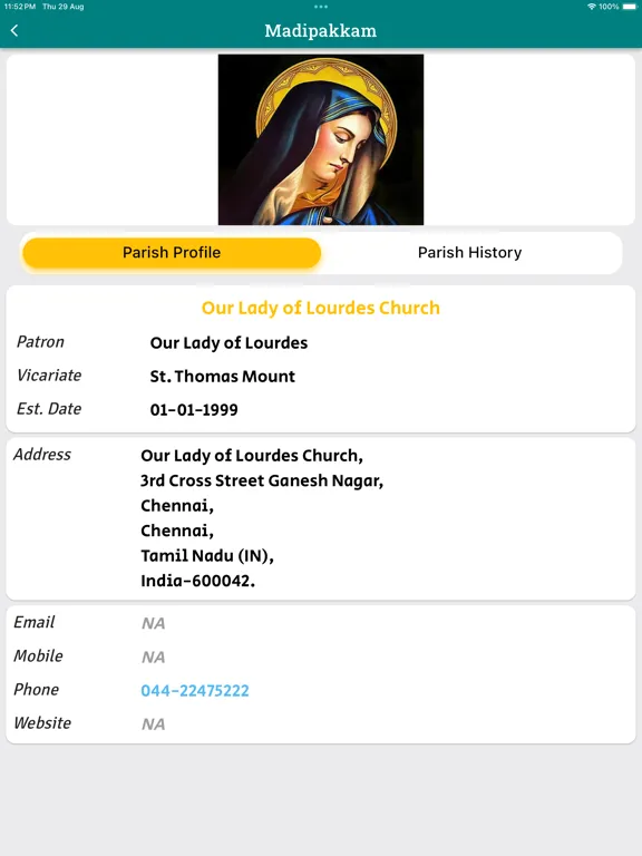 Our Lady of Lourdes Madipakkam iPad 應用截圖