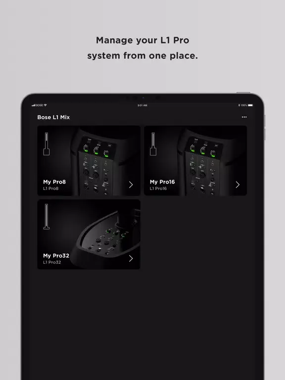 Zrzuty ekranu Bose L1 Mix iPad 