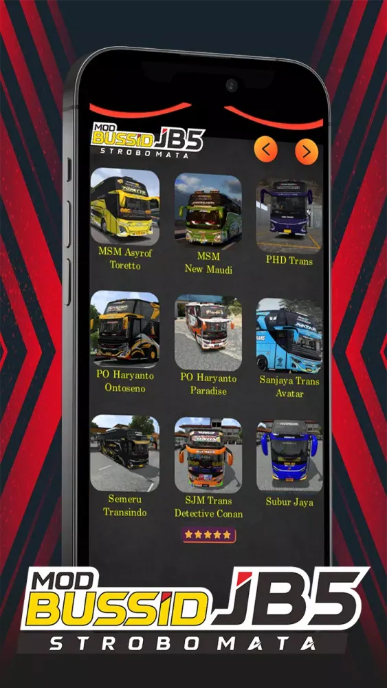 Ảnh chụp màn hình của Mod Bussid JB5 Strobo Mata