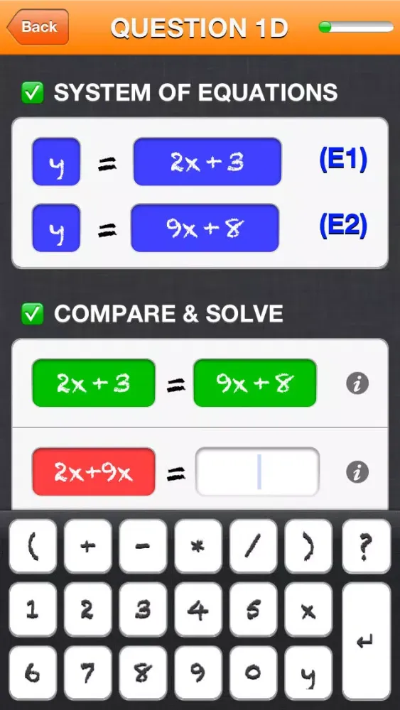 Tangkapan skrin Solving a system of 2 equations in 2 unknowns