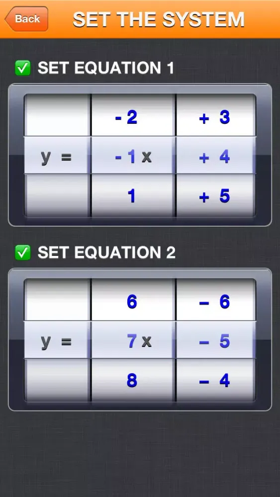 Tangkapan skrin Solving a system of 2 equations in 2 unknowns