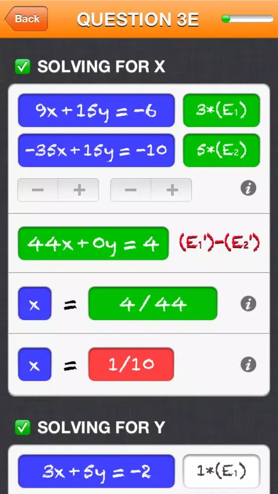 Tangkapan skrin Solving a system of 2 equations in 2 unknowns