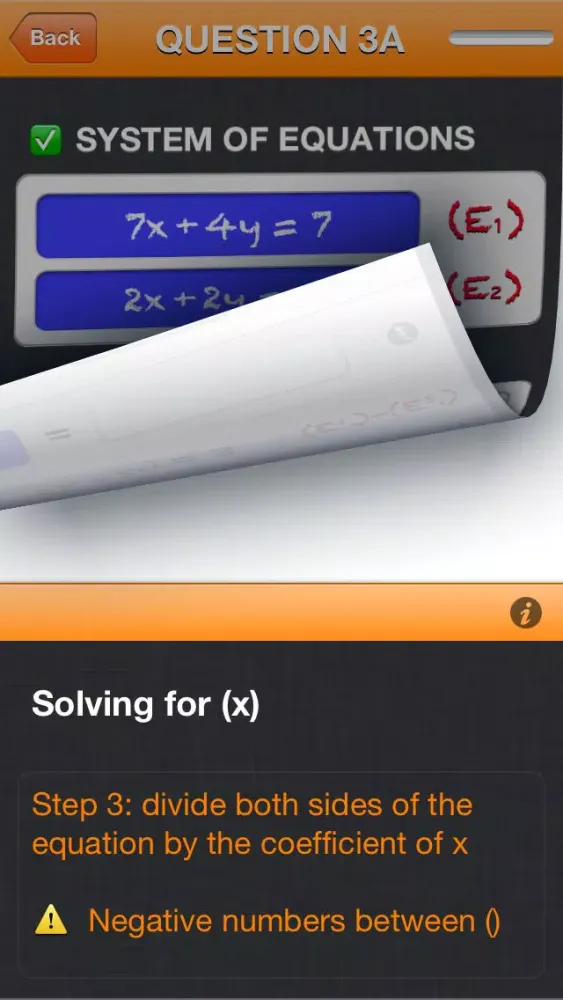 Tangkapan skrin Solving a system of 2 equations in 2 unknowns