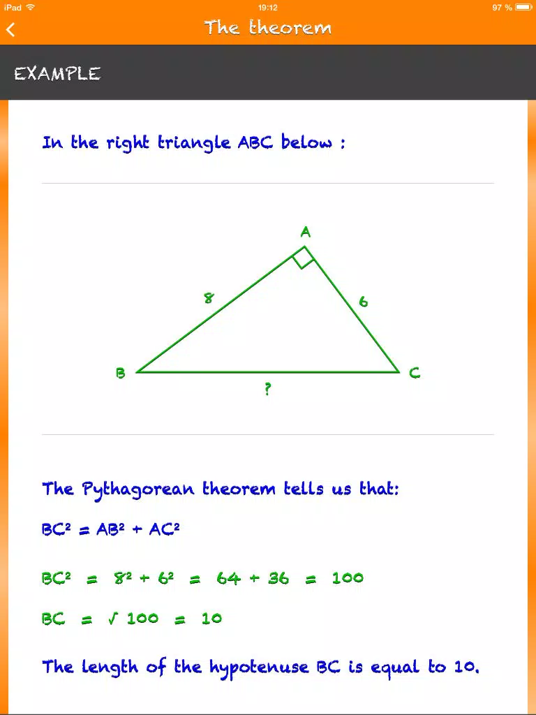 Tangkapan layar Pythagorean Theorem and its Converse iPad 