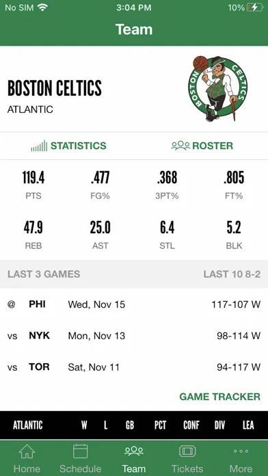 Captures d'écran de Boston Celtics