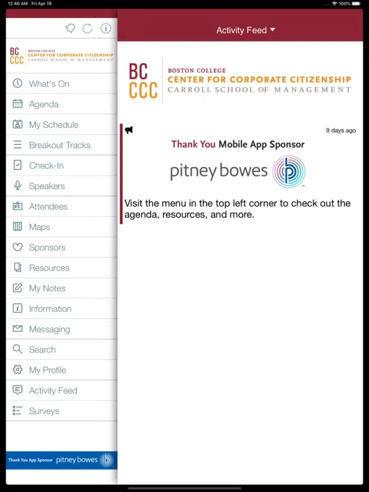 Boston College Conference 2019 iPad  Screenshots