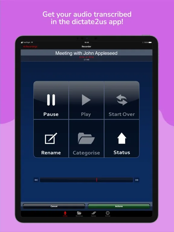 dictate2us Record & Transcribe iPad 应用截图