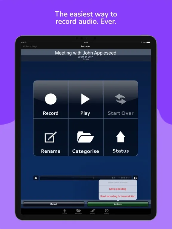 dictate2us Record & Transcribe iPad 应用截图