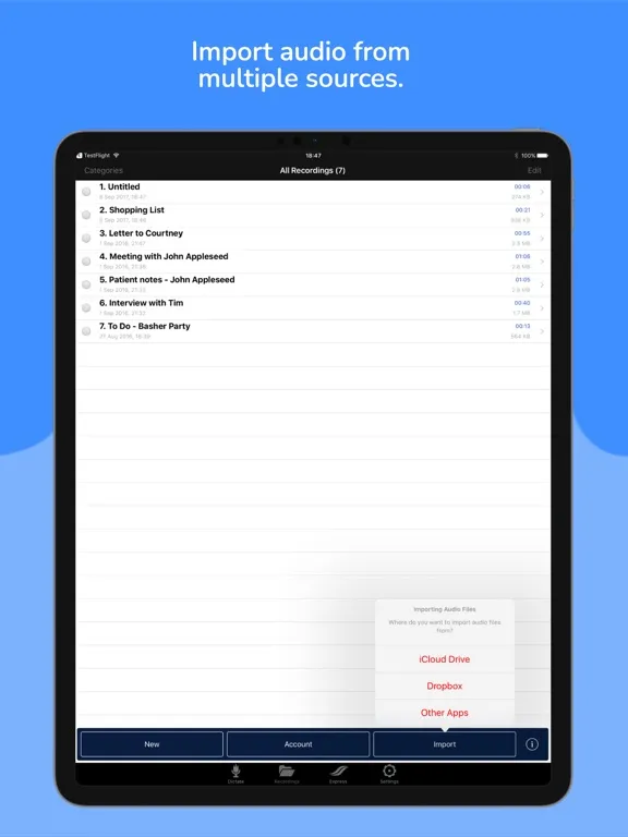 dictate2us Record & Transcribe iPad 应用截图