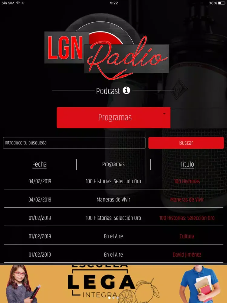 Captures d'écran de LGN Radio iPad 