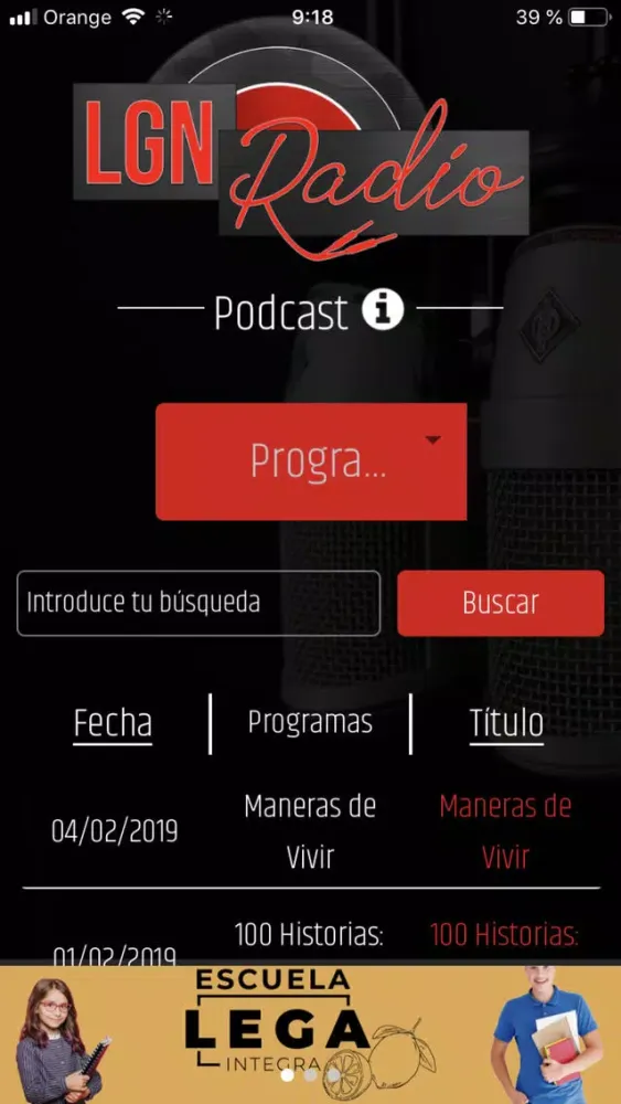 Captures d'écran de LGN Radio