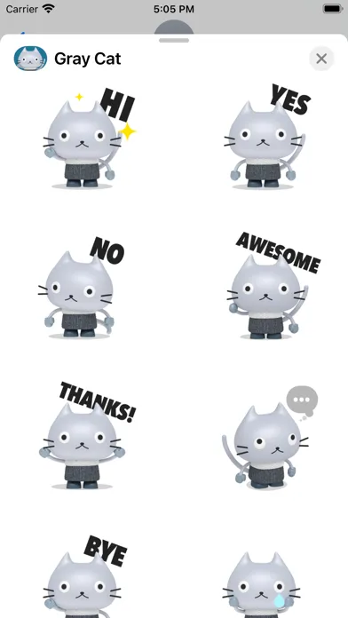 Tangkapan skrin Gray Cat - Animated Stickers