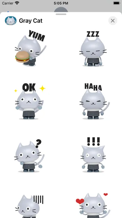 Tangkapan skrin Gray Cat - Animated Stickers