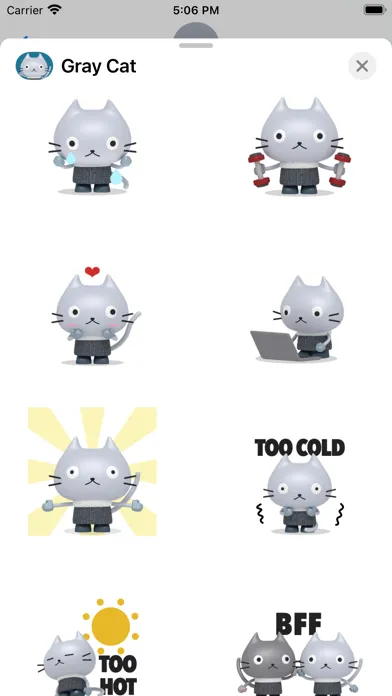 Tangkapan skrin Gray Cat - Animated Stickers