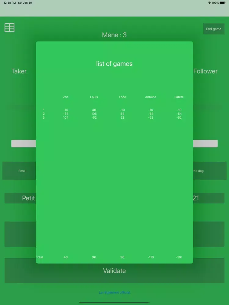 Tarot scoring iPad  스크린샷