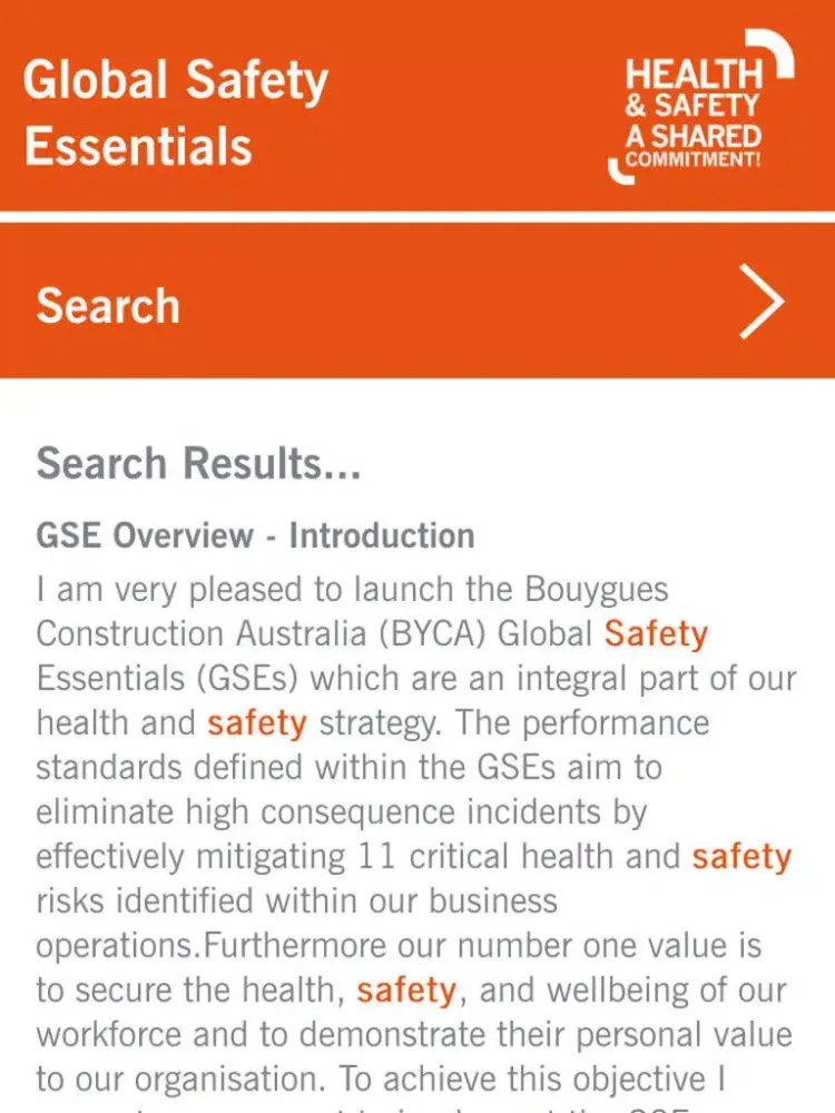Tangkapan layar Global Safety Essentials iPad 