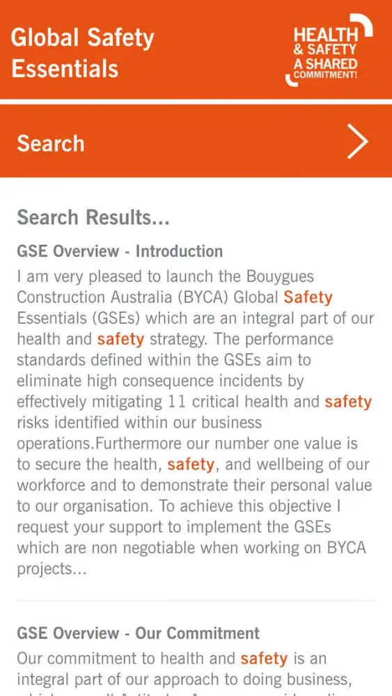Tangkapan layar Global Safety Essentials