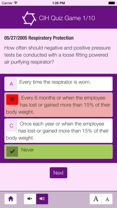 Captures d'écran de CIH Quiz Game App