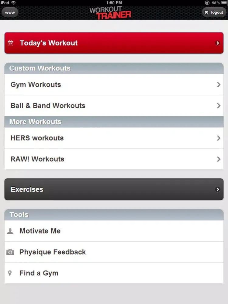 Скриншоты Workout Trainer.com iPad 