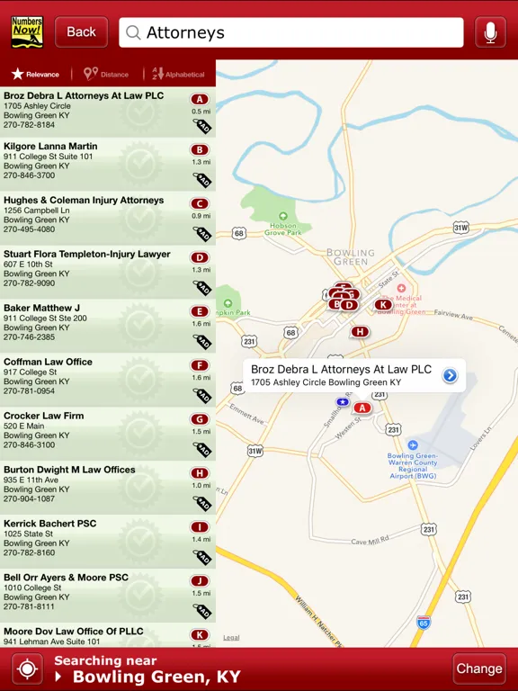 Numbers Now! Yellow Pages iPad  스크린샷