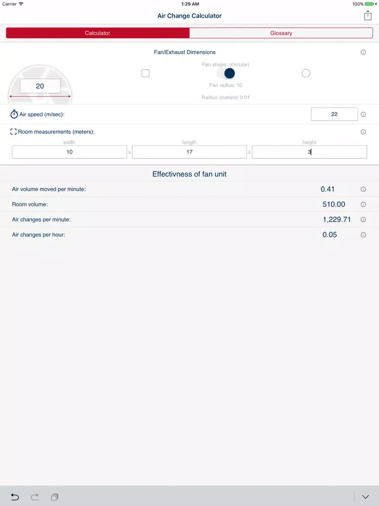 Zrzuty ekranu Air Change Calculator iPad 
