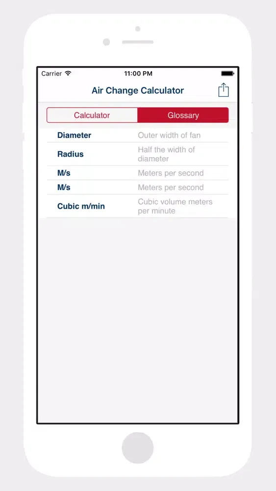 Zrzuty ekranu Air Change Calculator