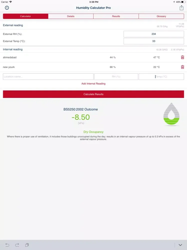 Ảnh chụp màn hình của Humidity Calculator (Pro) iPad 