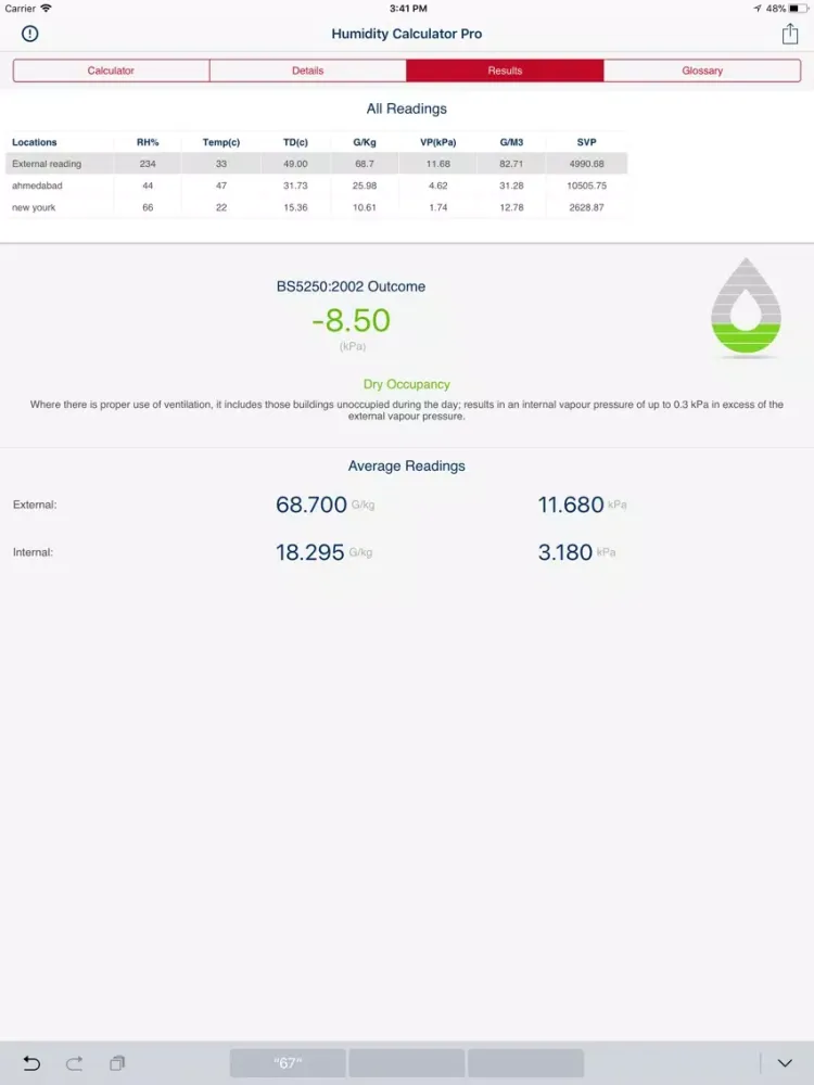 Ảnh chụp màn hình của Humidity Calculator (Pro) iPad 