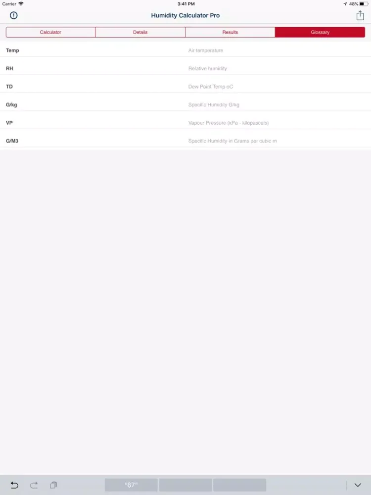 Ảnh chụp màn hình của Humidity Calculator (Pro) iPad 