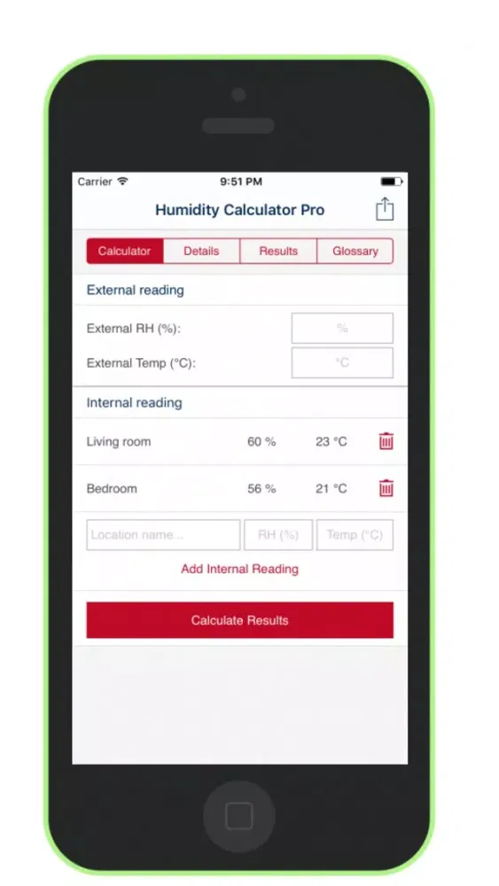 Ảnh chụp màn hình của Humidity Calculator (Pro)